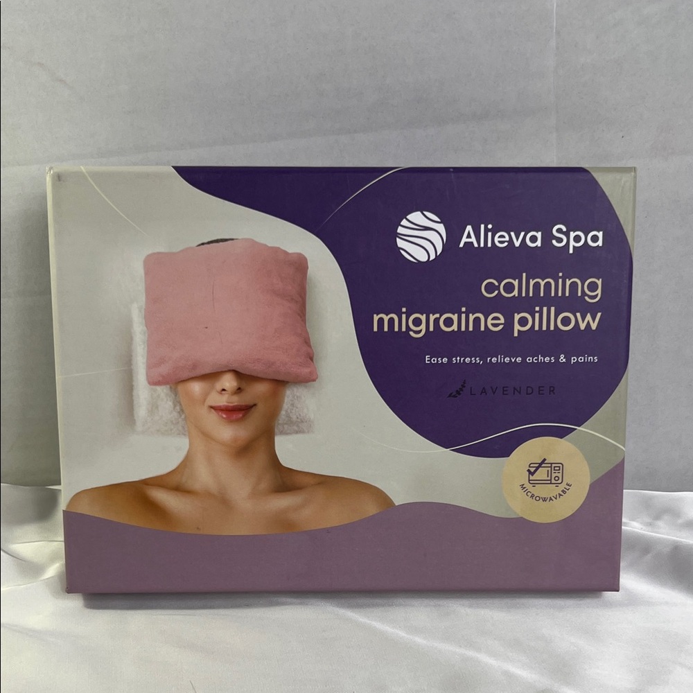 Alieva Spa Calming Lavender Migraine Pillow‎ Microwavable Relieves Aches Pains